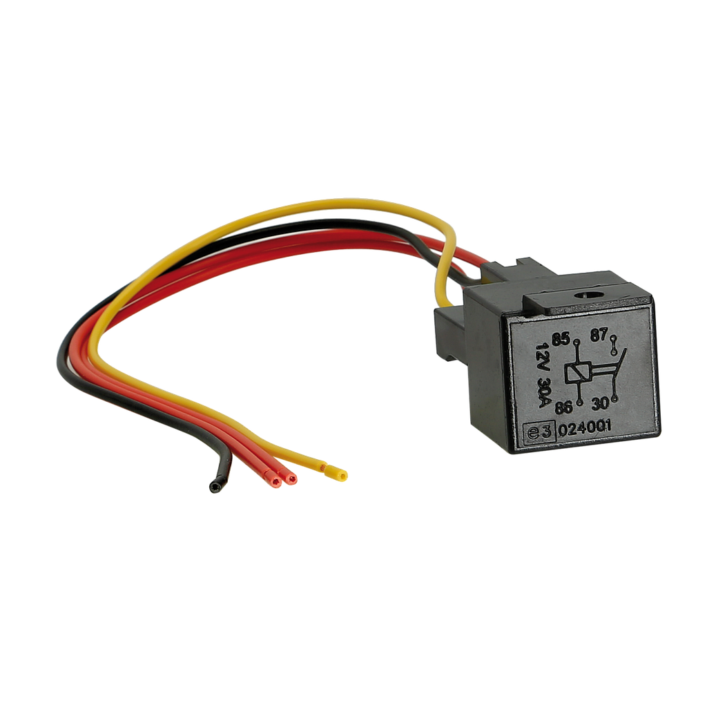 Schließerrelais 12V/30A max Stecksockel/Kabel 30cm 30.3510-01