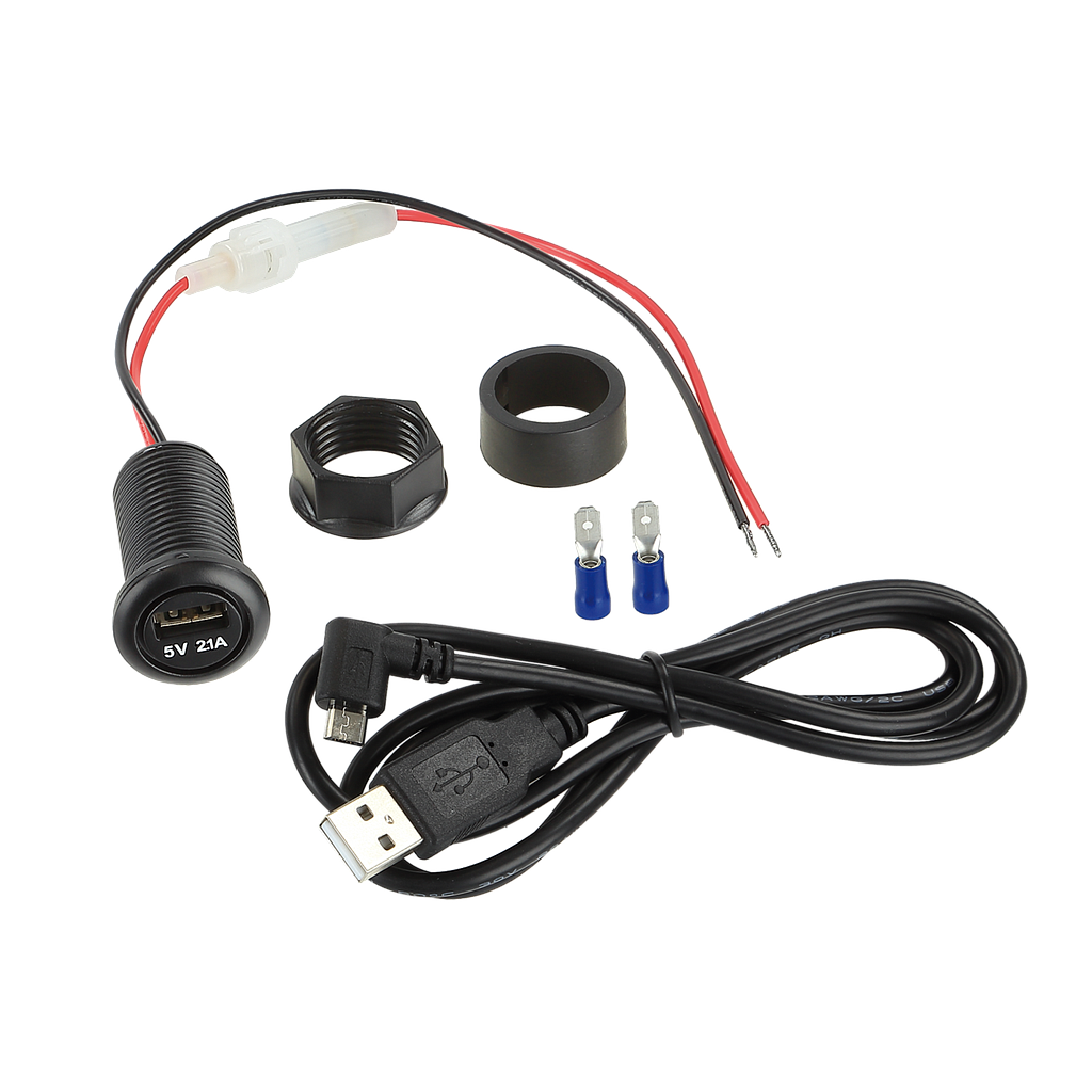 USB Ladeadapter 12V USB-A 5V/2,1A /  USB&gt;Micro USB Kabel 1m 240000-01-02-1
