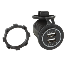 [2100000039814] USB Ladeadapter 12V/24V USB-A 2x5V 2.1A LED weiss 349045-03-4